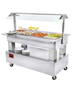 Buffet - Salad bar réfrigéré, 4x GN1/1-150 (Bois Blanc)