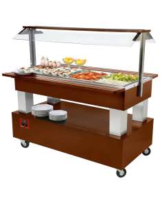 Buffet - Salad bar réfrigéré, 4x GN 1/1-150 (Bois Acajou)