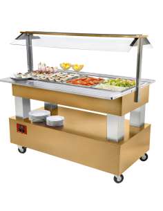 Buffet - Salad bar réfrigéré, 4x GN 1/1-150 (Bois Chêne clair)