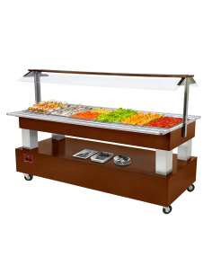 Buffet - Salad bar réfrigéré, 6x GN 1/1-150 (Bois Acajou)