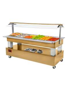 Buffet - Salad bar réfrigéré, 6x GN 1/1-150 (Bois Chêne clair)