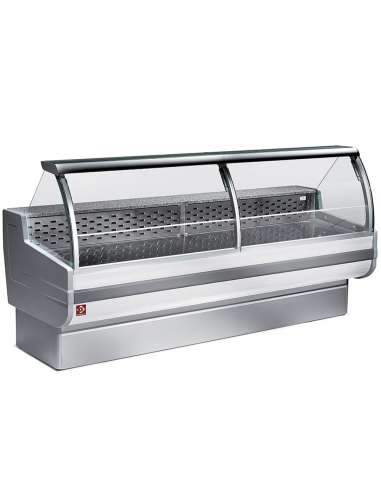 Comptoir vitrine réfrigérés, vitre bombée, ventilé, avec réserve