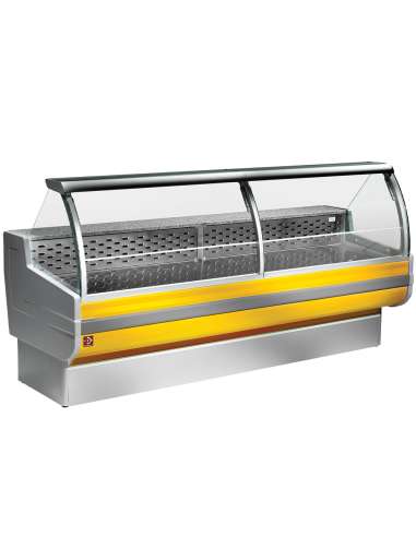 Comptoir vitrine réfrigérés, vitre bombée, ventilé, avec réserve