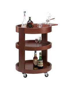 Chariot rond pour bouteilles, 3 niveaux bois "noyer"