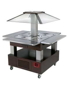 Ilot buffet - Salad bar, réfrigéré, 4x GN1/1-150 (Bois Wengé)