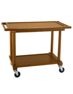 Chariot de service 2 niveaux en bois "noyer", tablette dressage