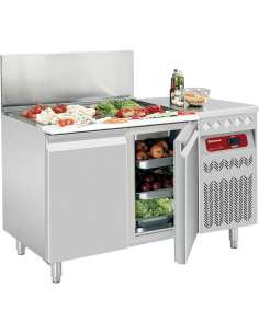 Table frigorifique ventilée, 2 portes GN 1/1, 260 Lit. avec saladette réfrigérée GN