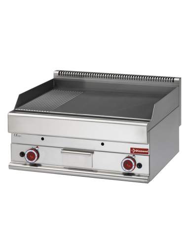 Plaque de cuisson gaz 2/3 lisse et 1/3 rainurée -Top-