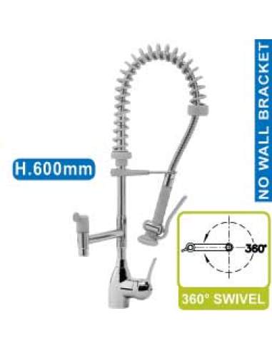 Douchette acier inox et robinet avec groupe mitigeur monocommande (Sortie MONO)