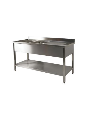 Plonge 1 cuve avec sous tablette - Dimensions:600X700H900