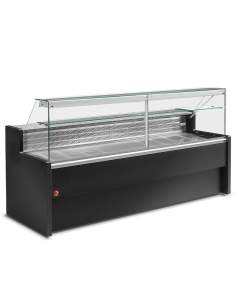 Comptoirs vitrine réfrigérés à vitre droite 90°, avec réserve - NOIR