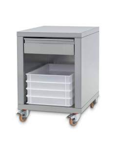 Support en inox + tiroir, sur roues, pour formeuses