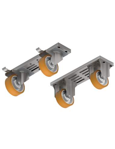 Kit  4 roues, 2 avec frein + 2 omégas module 400