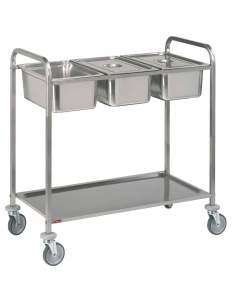 Chariot de service inox, 3x GN 1/1 + 1 niveau