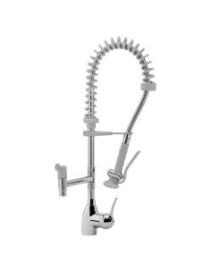 Douchette acier inox et robinet avec groupe mitigeur monocommande (Sortie MONO)
