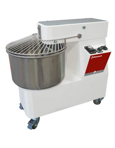 Pétrin à spirale 33 litres, 2 vitesses, timer, sur roues