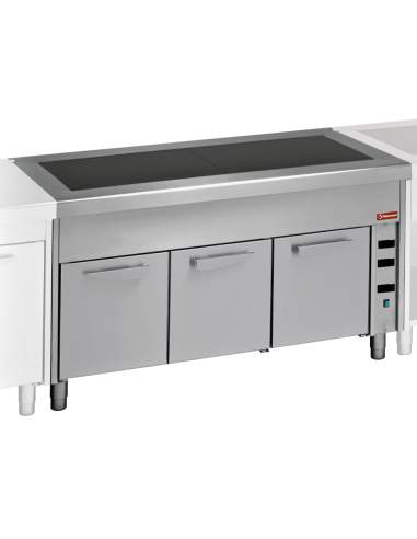 Elément vitro-céramique sur armoire chauffante 4x GN 1/1