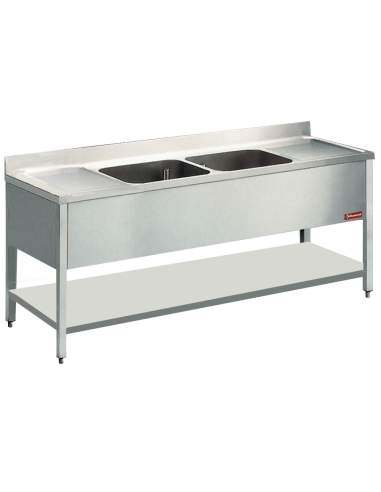 Plonge 2 cuves 500x500xh325 2 egout.+piet.  