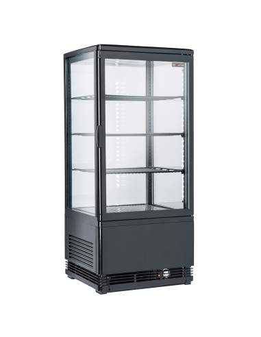 Vitrine de table ventilée, 4 faces vitrées, 4 niveaux, 80 litres - "Noire"