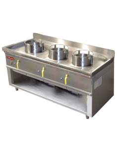 Fourneau wok 3 brûleurs