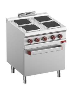 Fourneau 4 plaques carrées avec four électrique GN 2/1 et grill