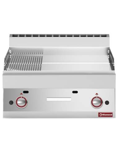 Plaque de cuisson gaz 2/3 lisse - 1/3 rainurée -Top- chrome dur "50 µm"