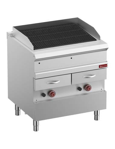 Grill Vapeur gas, grille en fonte "double face", module 1/1