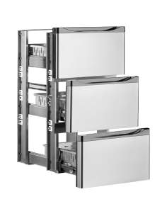 Kit bloc tiroirs, acier inox, (1/3+1/3+1/3) x TAV