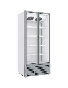 Vitrine ventilée positive 804 litres, 2 portes battantes, BLANCHE