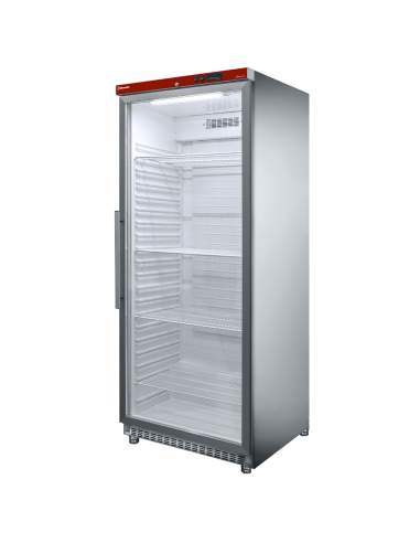 Armoire frigorifique GN 2/1, porte vitrée, ventilée, 600 Lit. acier inox