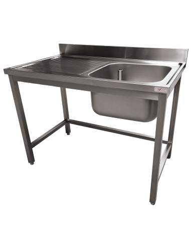 Plonge inox ECO 1 cuve égouttoir gauche, sans tablette inférieure
