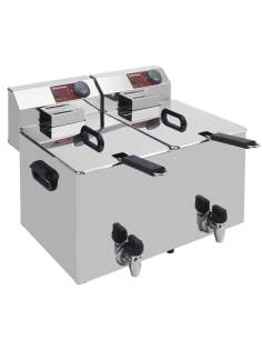 Friteuse de table électrique 2x 8 litres + robinet de vidange