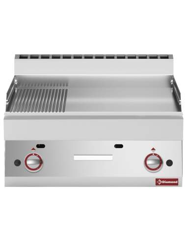 Plaque de cuisson gaz 2/3 lisse et 1/3 rainurée -Top-