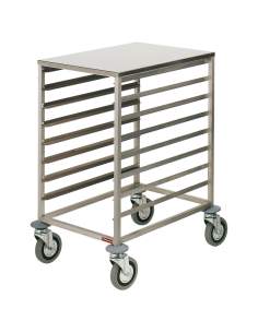 Échelle à platines inox, 8x 600x400 mm, espace 75 mm, tablette supérieure inox