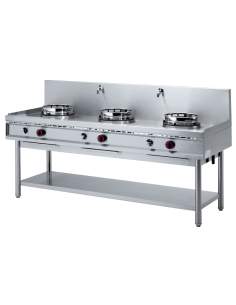 Fourneau wok gaz, 3 feux (3x 13 kW)