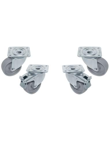 Kit 4 roues pivotantes armoires, 2 avec freins