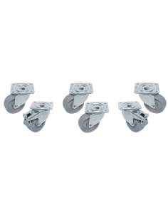 Kit 6 Roues inox pour tables, pivotantes, 2x avec freins