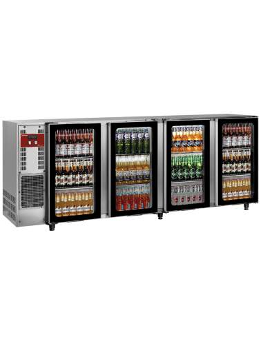 Refroidisseur de bouteilles, acier inox, 4 portes vitrées, 783 Lt.