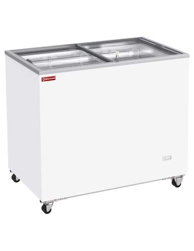 Conservateur bahut, 303 litres, couvercles coulissants sur roulettes