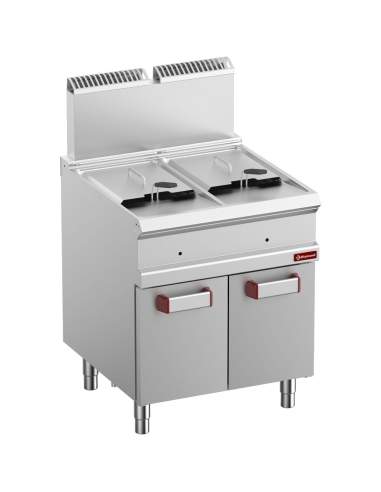 Friteuse gaz 2 cuves 14 litres sur armoire
