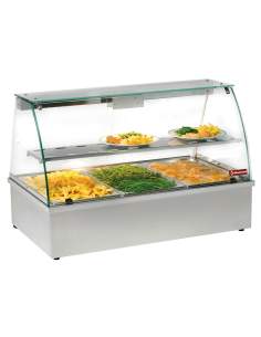 Vitrine chauffante, bain-marie 3 GN 1/1, panoramique