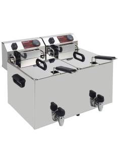 Friteuse de table électrique 2x 10 litres + robinet de vidange