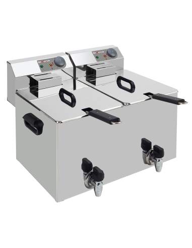 Friteuse de table électrique 2x 8 litres + robinet de vidange