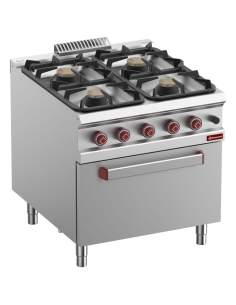 Fourneau 4 feux sur four gaz GN 2/1