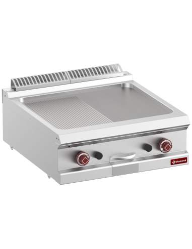 Plaque de cuisson gaz 1/2 lisse 1/2 rainurée, module 1/1  -Top-