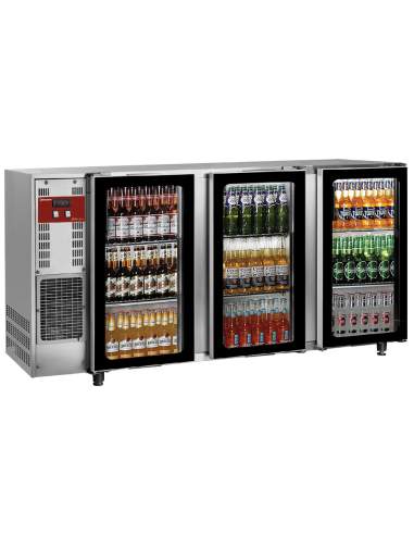 Refroidisseur de bouteilles, acier inox, 3 portes vitrées, 579 Lt.