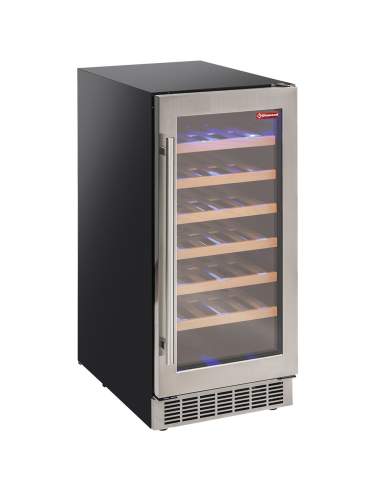 Vitrine cave à vins, ventilée, porte en acier inox, 106 Lt - NOIRE