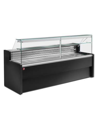 Comptoirs vitrine réfrigérés à vitre droite 90°, avec réserve - NOIR
