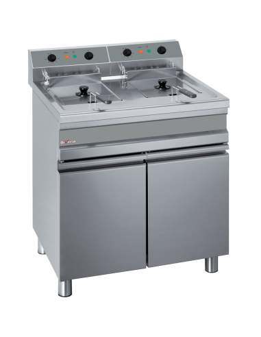 Friteuse électrique 2 cuves de 14 litres sur armoire