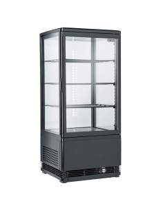 Vitrine de table ventilée, 4 faces vitrées, 4 niveaux, 80 litres - "Noire"